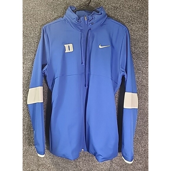 EUC Nike Dri Fit Duke University Jacket Womens Size Large Blue Vented Hooded - Picture 1 of 9